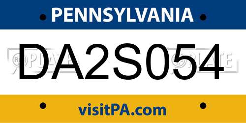DA2S054 Pennsylvania License Plate