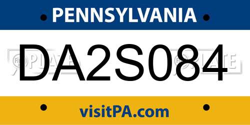 DA2S084 Pennsylvania License Plate