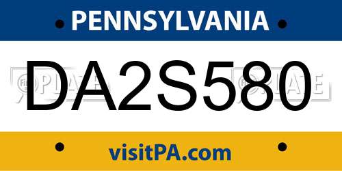 DA2S580 Pennsylvania License Plate