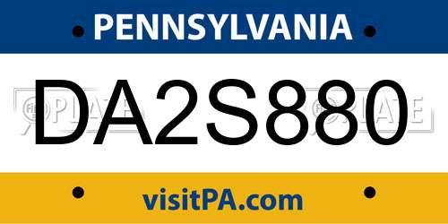 DA2S880 Pennsylvania License Plate