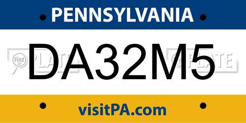 DA32M5 Pennsylvania License Plate