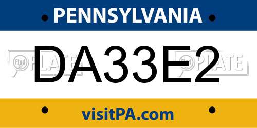 DA33E2 Pennsylvania License Plate