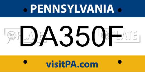 DA350F Pennsylvania License Plate