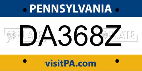 DA368Z Pennsylvania License Plate