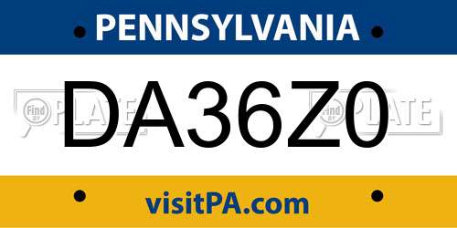 DA36Z0 Pennsylvania License Plate