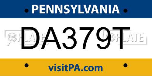DA379T Pennsylvania License Plate