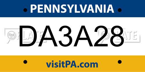 DA3A28 Pennsylvania License Plate