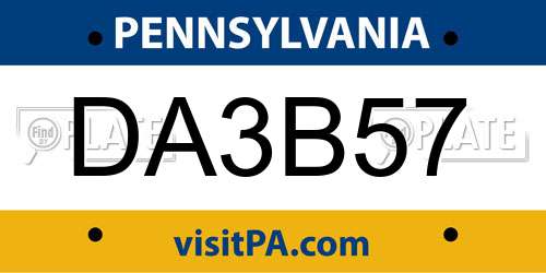 DA3B57 Pennsylvania License Plate