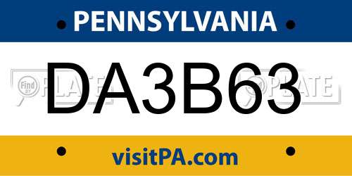 DA3B63 Pennsylvania License Plate