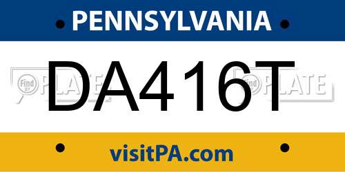DA416T Pennsylvania License Plate