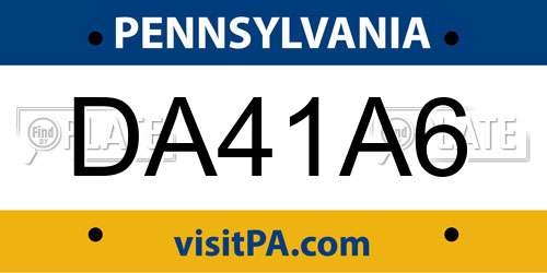 DA41A6 Pennsylvania License Plate