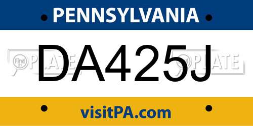 DA425J Pennsylvania License Plate