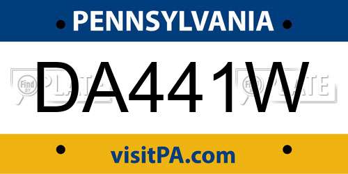 DA441W Pennsylvania License Plate