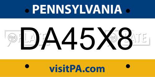 DA45X8 Pennsylvania License Plate