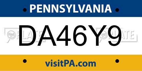 DA46Y9 Pennsylvania License Plate