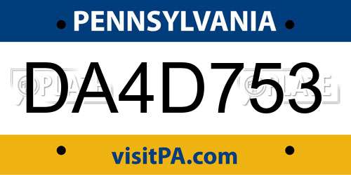 DA4D753 Pennsylvania License Plate