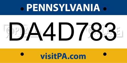 DA4D783 Pennsylvania License Plate