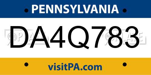 DA4Q783 Pennsylvania License Plate