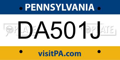 DA501J Pennsylvania License Plate