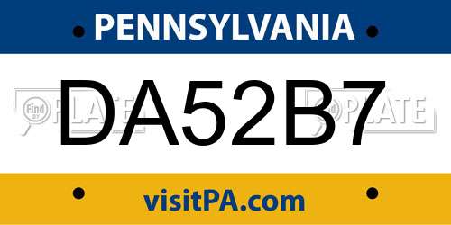 DA52B7 Pennsylvania License Plate