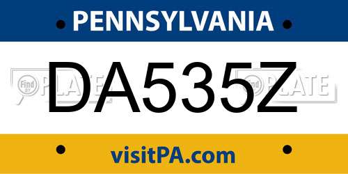DA535Z Pennsylvania License Plate