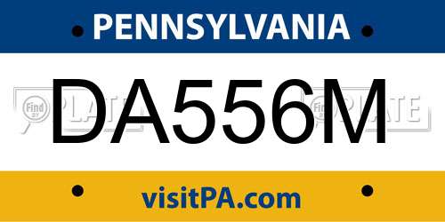 DA556M Pennsylvania License Plate