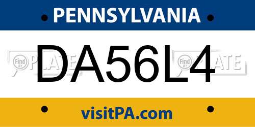 DA56L4 Pennsylvania License Plate