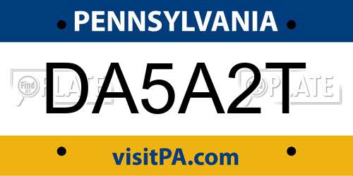 DA5A2T Pennsylvania License Plate
