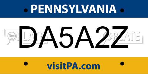 DA5A2Z Pennsylvania License Plate
