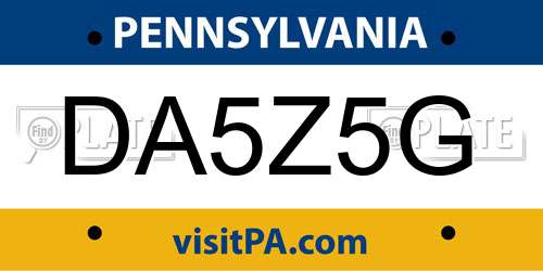 DA5Z5G Pennsylvania License Plate