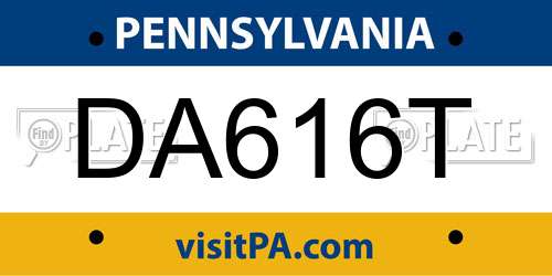 DA616T Pennsylvania License Plate