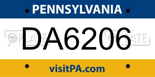 DA6206 Pennsylvania License Plate