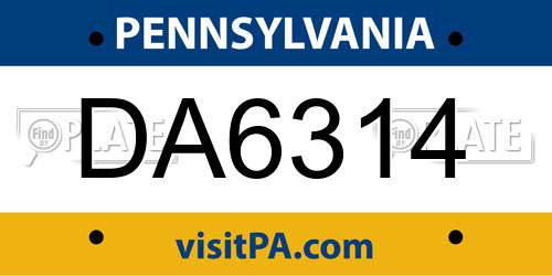 DA6314 Pennsylvania License Plate