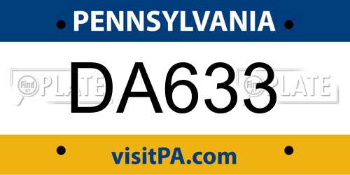 DA633 Pennsylvania License Plate