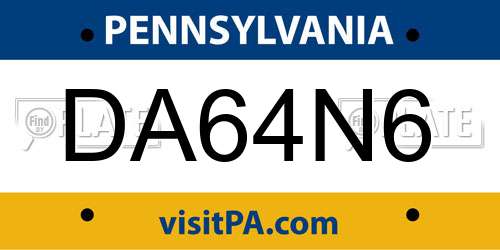 DA64N6 Pennsylvania License Plate
