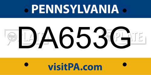 DA653G Pennsylvania License Plate