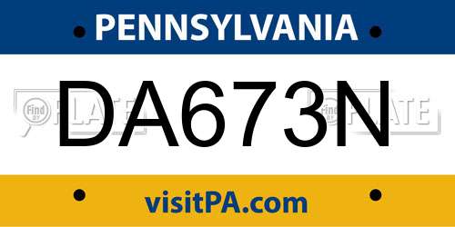 DA673N Pennsylvania License Plate