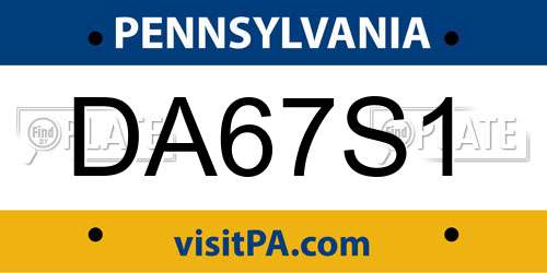 DA67S1 Pennsylvania License Plate