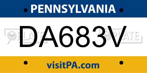 DA683V Pennsylvania License Plate