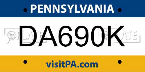 DA690K Pennsylvania License Plate