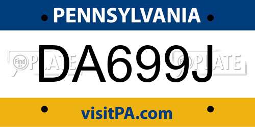 DA699J Pennsylvania License Plate