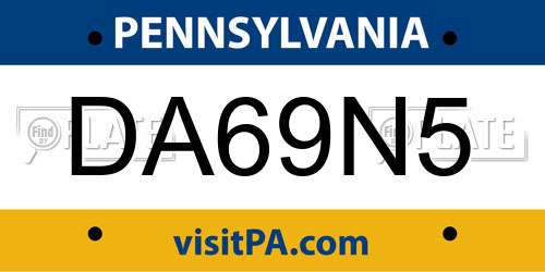 DA69N5 Pennsylvania License Plate