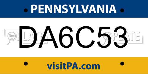 DA6C53 Pennsylvania License Plate