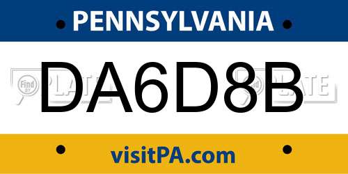 DA6D8B Pennsylvania License Plate