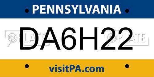 DA6H22 Pennsylvania License Plate