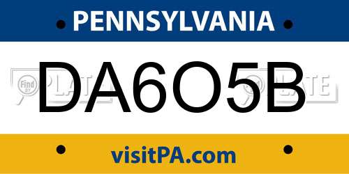DA6O5B Pennsylvania License Plate