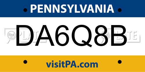 DA6Q8B Pennsylvania License Plate