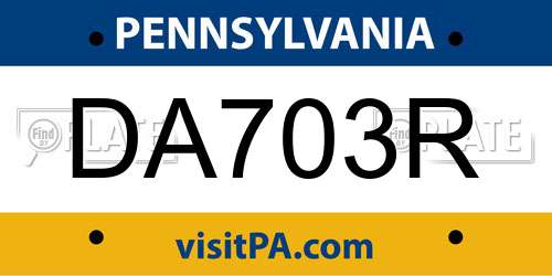 DA703R Pennsylvania License Plate