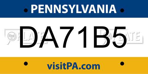 DA71B5 Pennsylvania License Plate