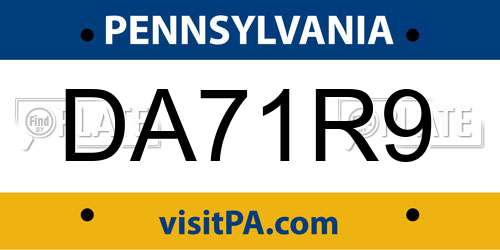 DA71R9 Pennsylvania License Plate
